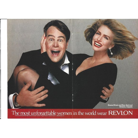 Dan Aykroyd Donna Dixon Revlon 1990s Vintage Print Ad 2 PAGE 11 inch - Picture 1 of 2